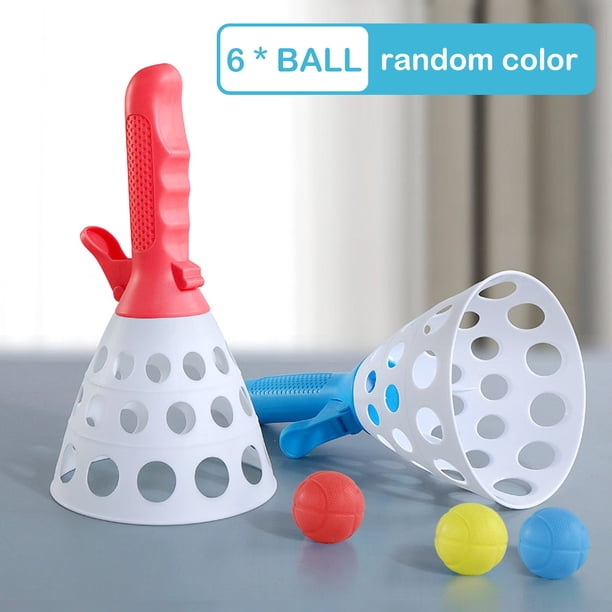 2 Cestas De Lanzador De Capturas Con 6 Bolas, Juego Interactivo De Pelota De Captura, Juego Interactivo De Pelota De Captura Y Pop Para Padres E Hijos, Juguete De Lanzamiento Y Captura De Coordinación Muyoka Hogar