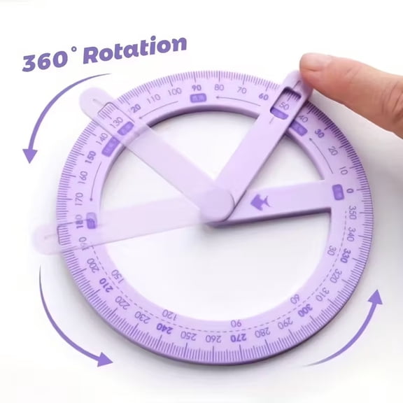 3-Pack 360-Degree Rotating Protractors - Durable Angle Measurement Rulers for Geometry and Math Education, Suitable for Ages 14+