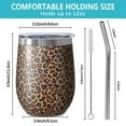 thumbnail image 5 of 12oz Stemless Wine Tumblers Brown and Black Leopard Print Vacuum Insulated Stainless Steel Travel Tumbler Cups Mug with Lid and Straw for Champaign,Cocktail,Beer with Cleaning Brush, 5 of 5