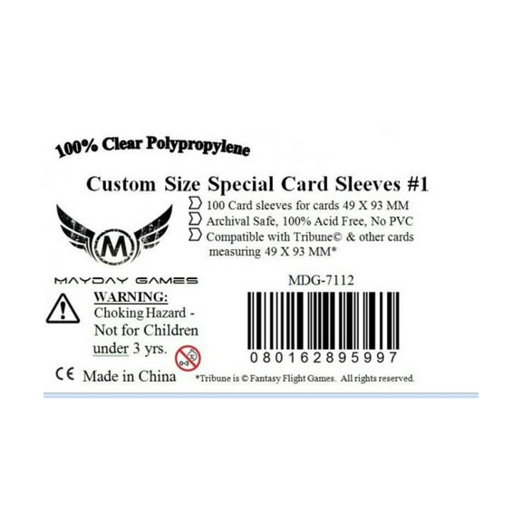 Card Sleeves - Tribune Size, 49mm x 93mm (100) New