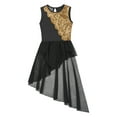 thumbnail image 4 of ZDHoor Kids Girls Lyrical Dance Dress Modern Ballet Costume Shiny Sequins Mesh High Low Skirt Black 6, 4 of 8