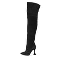 thumbnail image 2 of YDN Women Sexy Pull On Block Heel Thigh High Boots Pointed Toe Over The Knee Boots Warm Fashion Winter Shoes Size 6.5 Black, 2 of 4