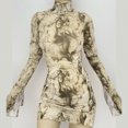 thumbnail image 4 of 2025 Robe pour Dames en Maille Imprimée à Col Rond avec Boutons devant, Manches, Ouverture Latérale, Grande Robe pour Femmes, Robe Moulante, Robe Portefeuille d'Été, Robe Grande Taille pour Femmes, Robe Portefeuille Décontractée pour Femmes, 4 of 8