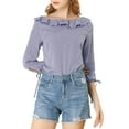 thumbnail image 1 of INSPIRE CHIC Women's Ruffled Neck Half Sleeve Sheer Summer Polka Dots Blouse Tops, 1 of 6
