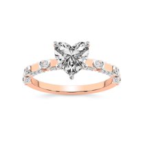 IGI Certified 4 Carat Heart Shape Lab Grown Diamond Engagement Ring | 14K Rose Gold | Majestic Love Diamond Accent Ring | FG-VS1-VS2 Quality Friendly Diamonds