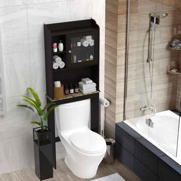Noble House Over-the-Toilet Storage Cabinet with Adjustable Shelves, Espresso