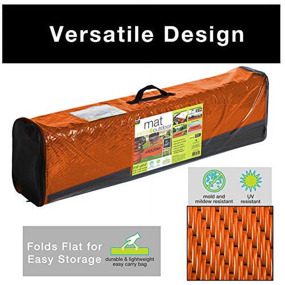 Smart Design Collegiate Tailgate Picnic Patio Mat - 9 x 9 Feet - Outdoor Indoor Rug Carpet - Oklahoma State - Officially Licensed Logo - Gray & Orange Colors - [OSU Cowboys]