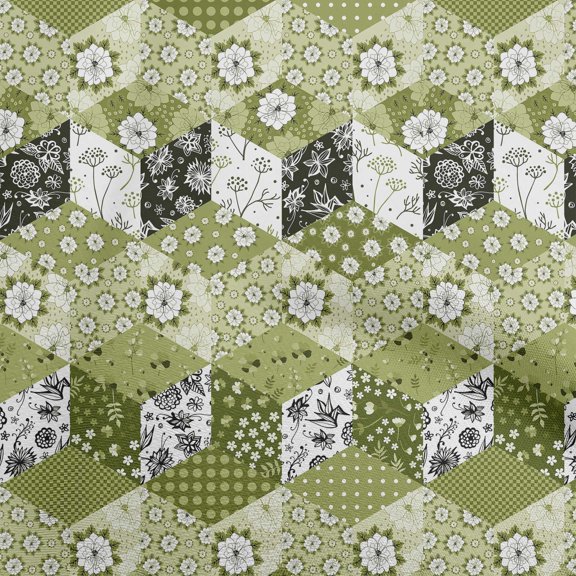 oneOone Cotton Flex Green Fabric Floral Quilting Supplies Print Sewing Fabric By The Yard 40 Inch Wide