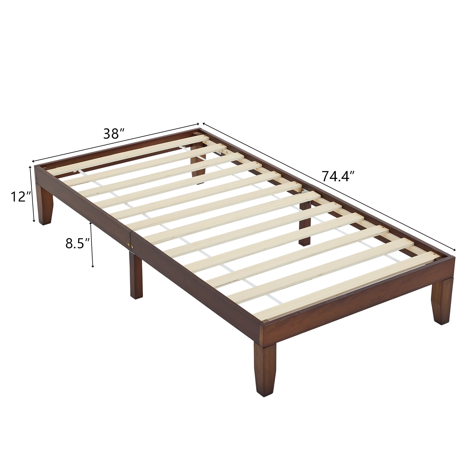 Ktaxon 12" Deluxe Wood Platform Bed Frame, Twin Bed Frame, Mattress Foundation, Antique Espresso Finish, Twin