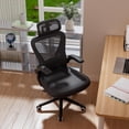 thumbnail image 4 of Computer Desk Chair, Ergonomic Office Chair M903 with Wheels, High Back Mesh Office Chair with Adjustable Lumbar Support, Headrest, Flip-Up Armrests, Black, 4 of 18