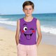 thumbnail image 5 of Camisolas de cuello redondo para niños pequeños y niños a la moda, lindas camisetas con estampado degradado, parte inferior suave sin mangas, camisetas para niñas, 5 of 6