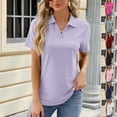 thumbnail image 4 of Wenyuyu Polo Shirts for Women Trendy Eyelet Short Sleeve Lapel V Neck Tops Summer Solid Office Work Blouses with Pocket, 4 of 4