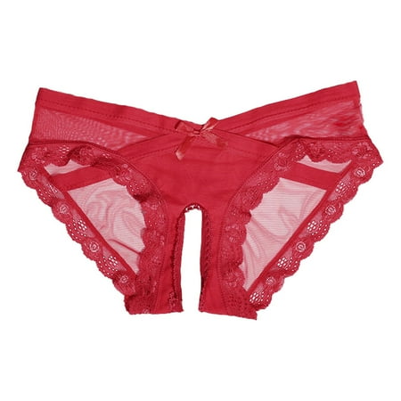 Crotchless Underwear for Women Funny Women Thongs Red Lace Thong Women s Sexy Lingerie & Underwear Women Sexy Crotchless Underwear Hollow Lingerie XL
