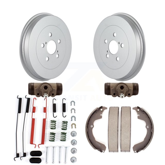 Transit Auto Rear Coated Brake Drum Shoes Spring and Cylinders Kit (6Pc) for Car Toyota Matrix Pontiac Vibe KGN-100162