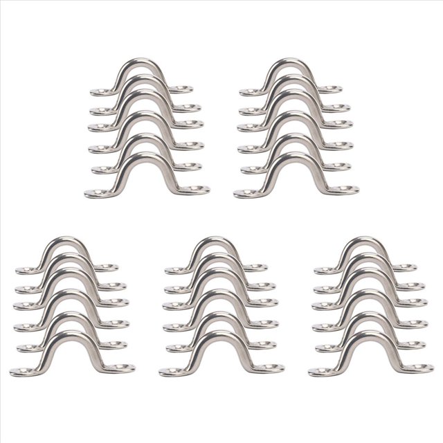 Pack de 30 Acero Inoxidable Bimini Top CojíN del Ojo, Correas de los Ojos, Amarre, Kayak Cubierta Loops, Amarre de Anchor Point, Lazo del Lacayo para Aparejo de Canoa Kayak