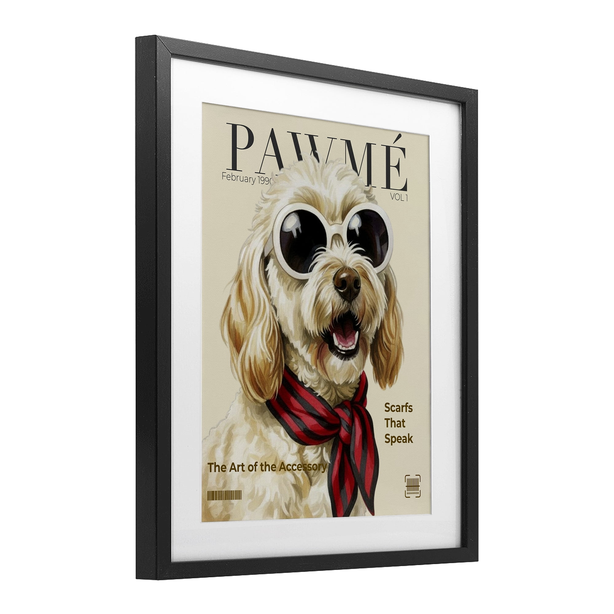 Stupell Industries Pawme Dog Fashion Magazine Black Framed Print Under Glass, design by A Barefoot Stylist