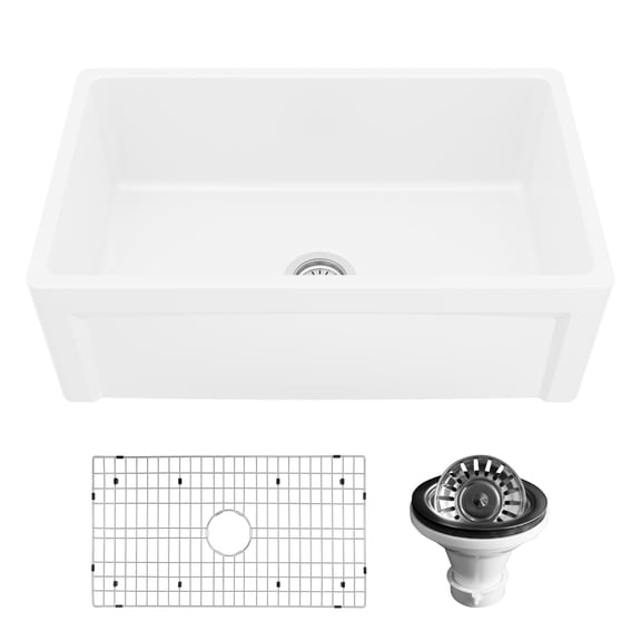 Karran Usa FCP30SBWH Karran FCP30SBWHwh 30" Single Bowl Panel Front Farmhouse Fireclay