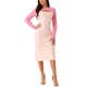 thumbnail image 2 of Vestido midi de corte con escote de manga larga para mujer Inspire Chic, suéter de punto en bloque de color XL Rosa-Rosa claro, 2 of 5