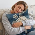 thumbnail image 3 of 45x45cm Single Sided Linen Throw Pillow Cover Blue Sea Turtle Pattern Decorative Cushion Slipcover, 3 of 3