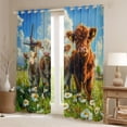 thumbnail image 2 of Erosebridal Cute Highland Cow Blackout Curtains Set of 2 (52x84 Each) for Kids, Vintage Windmill Daisy Window Curtains, 2 of 6