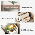 thumbnail image 5 of Finmind 2-Drawer Bedside Table with Glass Top and Gold Legs, Modern Nightstand, 5 of 7