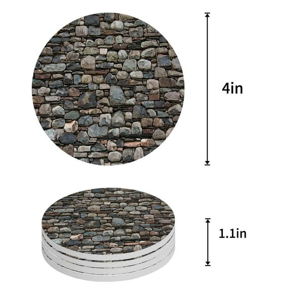 FMSHPON Merry Christmas Xmas Tree Winter Christmas Set of 4 Round Coaster for Drinks, Absorbent Ceramic Stone Coasters Cup Mat with Cork Base for Home Kitchen Room Coffee Table Bar Decor