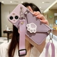 thumbnail image 2 of Purple Phone Case with Cute Cat Paw Card Holder & Adjustable Shoulder Strap, Shockproof Soft Case for iPhone 11 Pro, 2 of 12