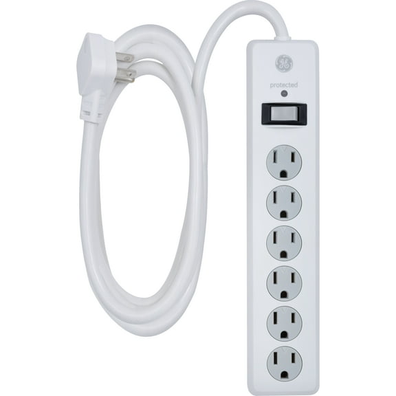 GE 6-Grounded Outlet Surge Protector, 10 ft., White - 14092