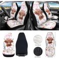 thumbnail image 2 of Yuyamidu Highland Cow Front Car Seat Covers Full Set with Steering Wheel Cover Pink Flower Seat Belt Covers Armrest Pad Trash Bag Air Vent Bag Rear View Mirror Cover Coasters Wrist Key Chain,12 PCS, 2 of 7