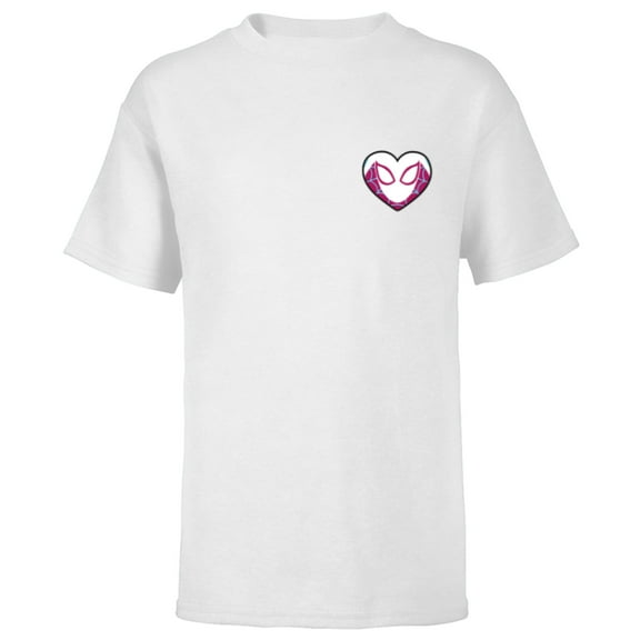 Marvel Spider-Gwen Ghost Spider Valentine’s Day Heart Mask - Short Sleeve T-Shirt for Kids - Customized-White