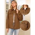 thumbnail image 2 of DARING DIVA Faux Suede Turn-Down Collar Long Sleeve Button Down Jackets XS Brown, 2 of 6