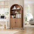 thumbnail image 6 of 70.9" Tall Storage Cabinet with Fluted Doors, Arched Freestanding Cabinet with 5 Shelves, Wooden Bookcase Storage Cabinet Suitable for Living Room, Dining Room, Bathroom, 6 of 16
