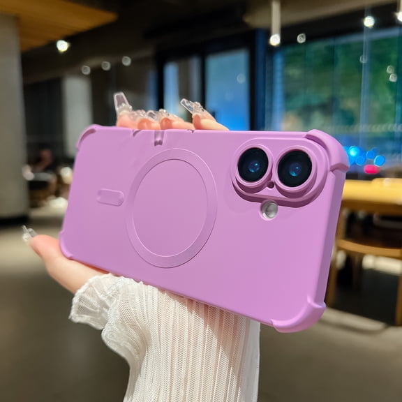 Magnetic for iPhone 17 Case [Compatible with MagSafe][Military Grade Drop Protection] Slim Translucent Matte Shockproof Four Corner Protection with Anti-Fingerprint Phone Case,Purple