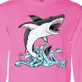 thumbnail image 4 of Inktastic Great White Shark Jumping Long Sleeve T-Shirt, 4 of 5