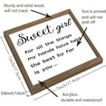 thumbnail image 5 of Sweet Girl Art Sign Solid Wood Bedroom Sign with Arylic Layer 7x7 Inch Large Hangable Wooden Frame for Living Room Decor, 5 of 9