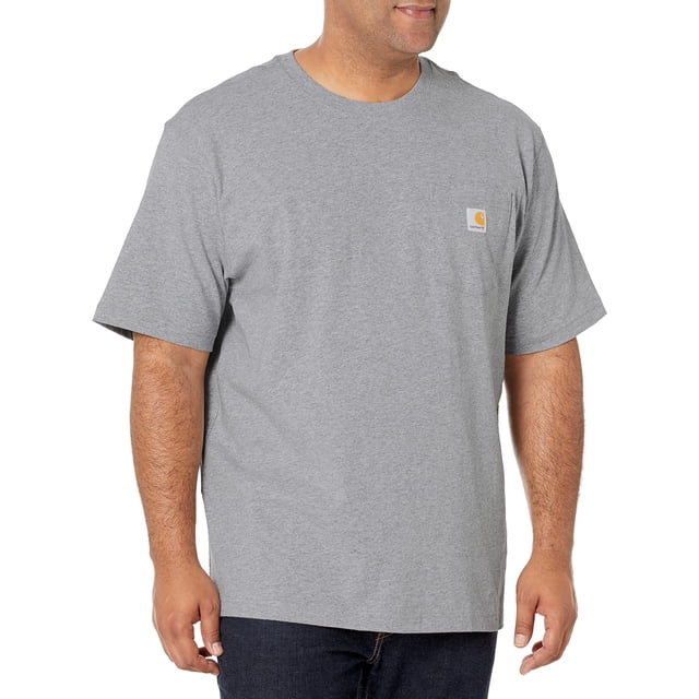 Camiseta Carhartt de ajuste holgado, gruesa, con bolsillo, gris jaspeado