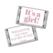 100 ct It's a Girl Birth Announcements Wrappers for Hershey Miniatures Candy, (100 Wrappers) - Pink Baby Shower Favors for Guests - Candy Not Included
