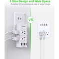 thumbnail image 4 of 2 Prong Power Strip with Rotating Plug, EyGde Multi Plug Outlet Extender, Multiple Outlet Splitter(3 Sided 6 Sockets) and 4 USB Ports, Wall Adapter Surge Protector (1700J) for Travel, Office, White, 4 of 7