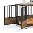 thumbnail image 3 of Dextrus Large Dog Crate Furniture with Wheels, 38in Rustic Heavy Duty Metal Dog Crate and Kennel for Small Medium Dogs, 3 of 8
