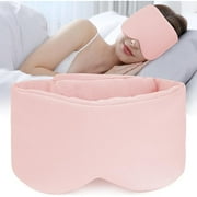 wonima66 Cotton Eye Mask Blackout for Sleeping Women Men, 100% Blocking Light Ear Cover Sleeping for Side Sleeper, Soft Zero Pressure Blindfolds for Travel, Airplane, Night Shift, Nap Pink