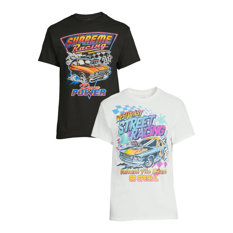 Humor Men's & Big Men's Supreme Racing and Street Racing Graphic T-Shirts,  2-Pack 