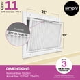 thumbnail image 2 of Simply Filters 13x22x1 MERV 11, MPR 1000, AC Furnace HVAC Air Filter (4 Pack), 2 of 8