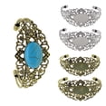 thumbnail image 3 of 4Pcs Flor de latón Filigrana Brazalete Brazalete Brazalete en Configuración de del bisel para, 3 of 9