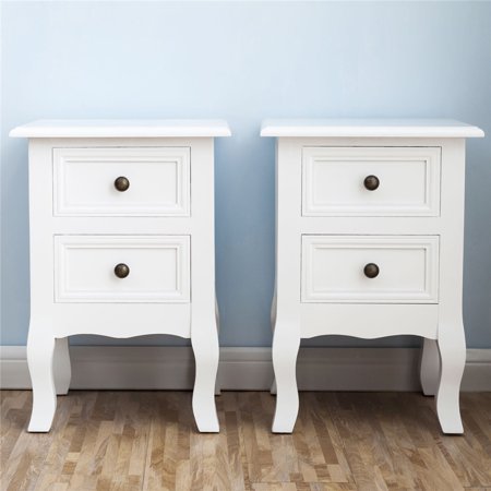 Homeholiday 2pcs Country Style Two Layer Bedside Cabinets 2 Tiers 2 Drawer Bedside End Table Nightstand Home Bedroom Furniture Walmart Canada