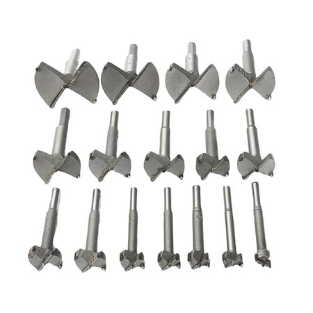 

Wood Cutter 16pcs Auger Drill Bit Set Wood Cutter Hex Wrench Woodworking Hole for Power Tools (Silver)