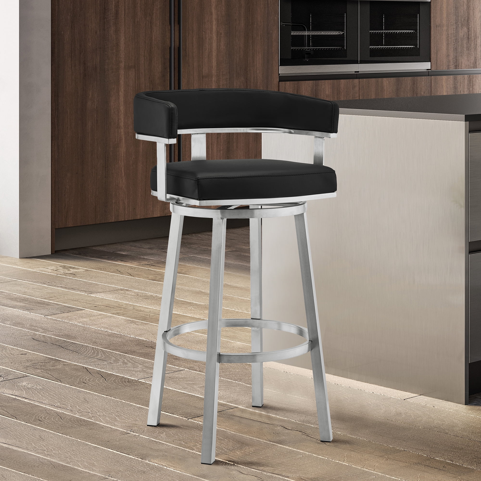 Cohen 26 Black Faux Leather And Brushed Stainless Steel Swivel Bar Stool Walmartcom Walmartcom Cohen 26 Black Faux Leather And Brushed Stainless Steel Swivel Bar Stool Walmartcom Walmartcom