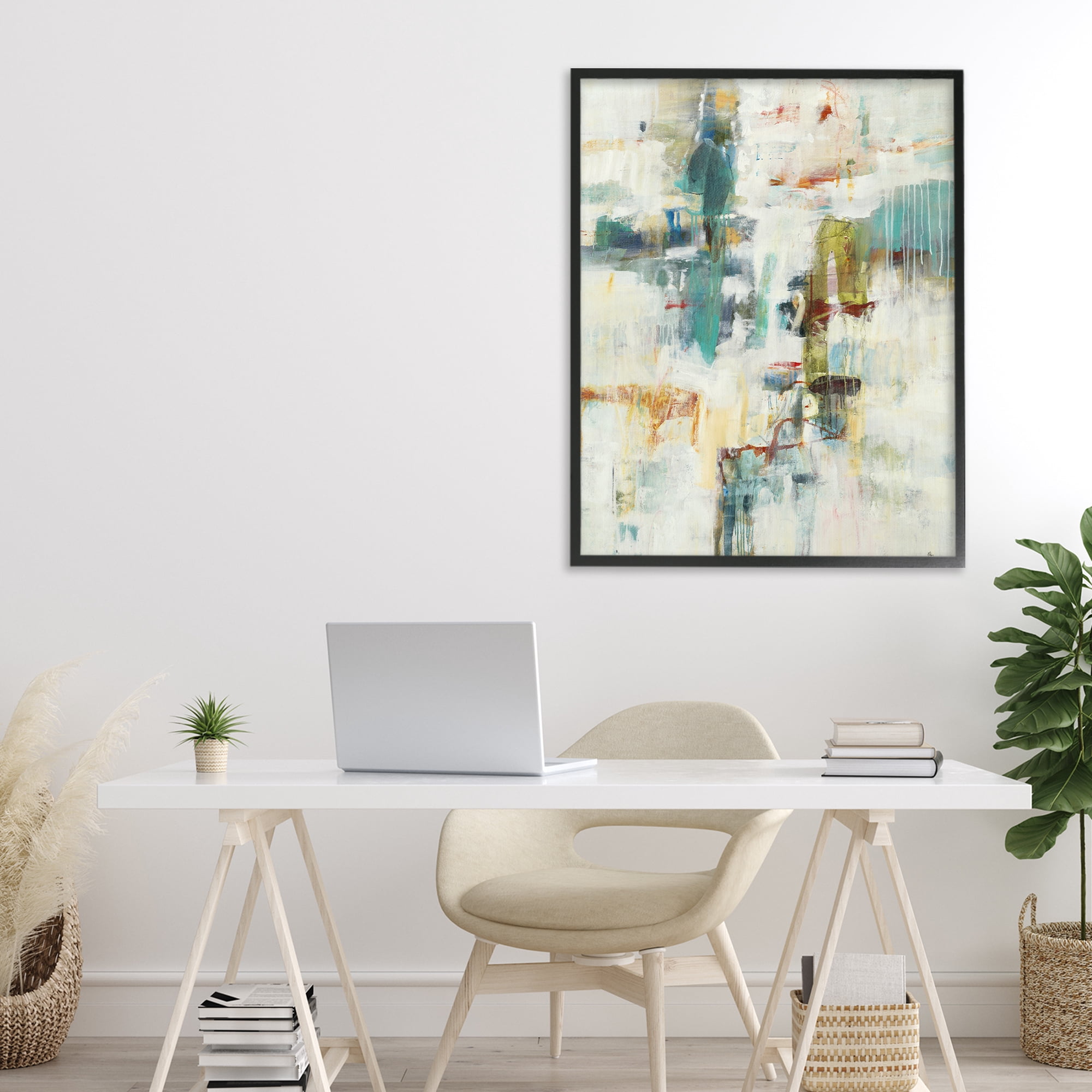 Stupell Industries Dynamic Paint Drips Black Framed Giclee Art, design by Lisa Ridgers