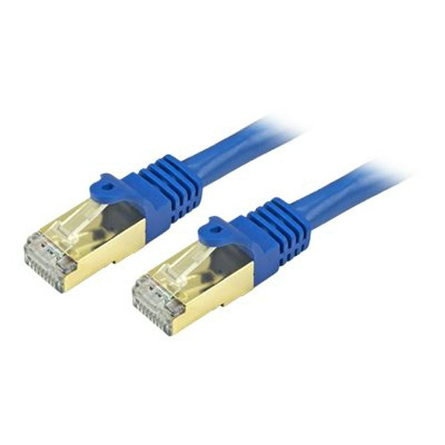 StarTech.com 35ft CAT6A Ethernet Cable, 10 Gigabit Shielded Snagless RJ45 100W PoE Patch Cord, CAT 6A 10GbE STP Network Cable w/Strain Relief, Blue, Fluke Tested/UL Certified Wiring/TIA - Category 6A - 26AWG (C6ASPAT35BL) - Patch cable - RJ-45 (M) to RJ-45 (M) - 35 ft - STP - CAT 6a - molded, snagless - blue - for P/N: ET10GSFP, ET91000SM10, ET91000SM20, SFP10GBTST