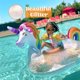 thumbnail image 5 of Flotador de piscina JOYIN Unicorn para niños con forma de arcoíris inflable con purpurinas, 5 of 8