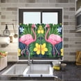 thumbnail image 4 of Yayeee Kitchen Curtains Tier Pair Light Filtering 27"x36" Rod Pocket Short Cafe Window Panel, Pink Flamingo Pattern, 4 of 7
